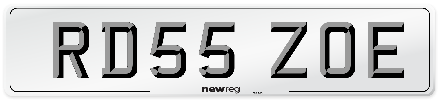 RD55 ZOE Number Plate from New Reg